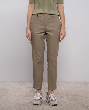 Peserico Штани кольору хакі з патчем A04718J001953