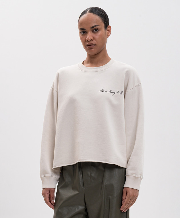 Maison Margiela MM6 Бежевий світшот з принтом логотипа S52GU0260M25025 зображення 3