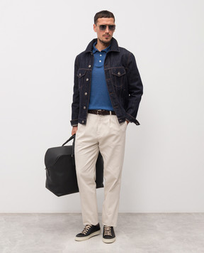 Brunello Cucinelli Синє поло з шовком MNB805405