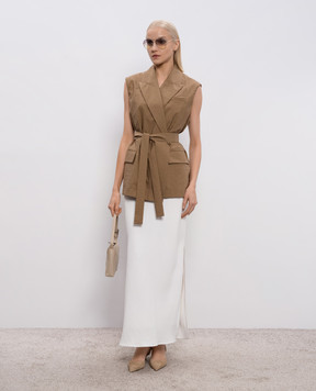 Brunello Cucinelli Біла спідниця максі з льоном MH126G3396