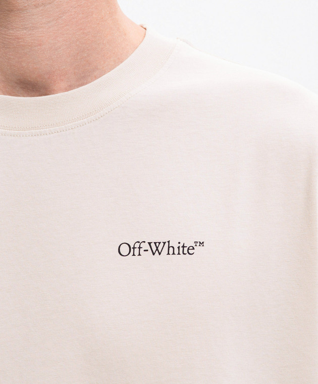 Off-White Бежевая футболка Half Arrow 44MAA120S26J008 изображение 5