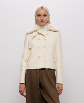 Ermanno Scervino Куртка цвета айвори из шерсти с мехом D496I311SHZBG