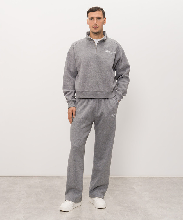 Sporty & Rich Сірий утеплений спортивний костюм з принтом логотипа ST10982000GY34PA088820 зображення 2