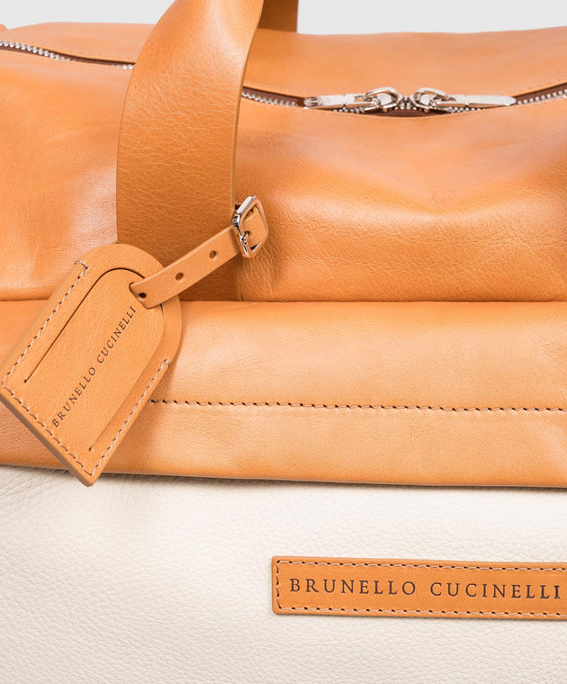 Brunello Cucinelli Шкіряна дорожня сумка Active кольору айворі MBATBU395 зображення 4