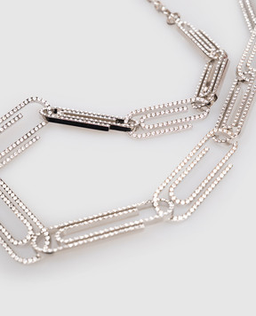 Off-White Серебристое колье Paperclip с кристаллами OWOB148S26MET001