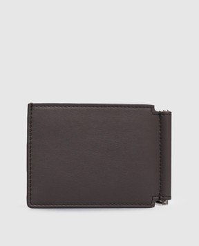 Brunello Cucinelli Коричневый кожаный портмоне с зажимом для купюр с эмблемой MWZNBU440