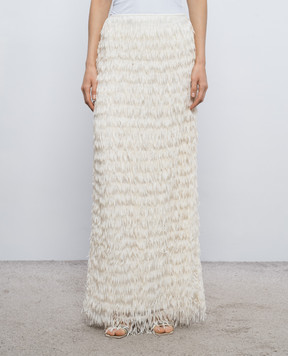 Peserico Спідниця максі кольору айворі з бахромою E0520908759