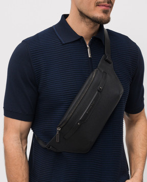 Stefano Ricci Черная кожаная поясная сумка с логотипом с рутениевым покрытием ND235CIG9UCMRVH