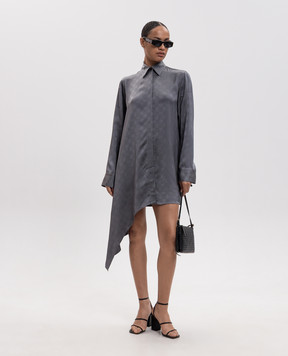 Off-White Сіра сукня-сорочка у візерунок емблеми 2FU00339T