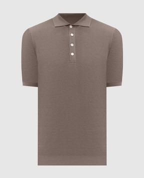 Brunello Cucinelli Коричневое поло в рубчик M29400025
