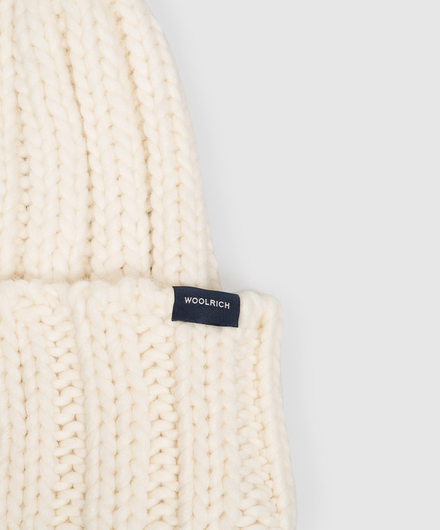 Woolrich Шапка из шерсти цвета айвори с нашивкой логотипа CFWWAC0196FBUF0766 изображение 4