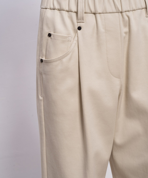 Brunello Cucinelli Бежеві штани з відворотами MP126P8417 зображення 5
