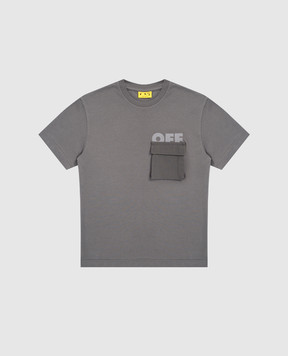 Off-White Дитяча сіра футболка з принтом логотипа 44BAA016F5J001