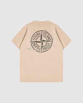 Stone Island Дитяча бежева футболка з принтом логотипа K2S162100010S026168
