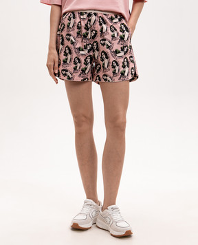 Palm Angels Розовые шорты в принт пин-ап PWCB059S26FAB001