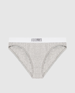 Maison Margiela MM6 Серые меланжевые трусики-слепые с узором эмблемы MKL840060
