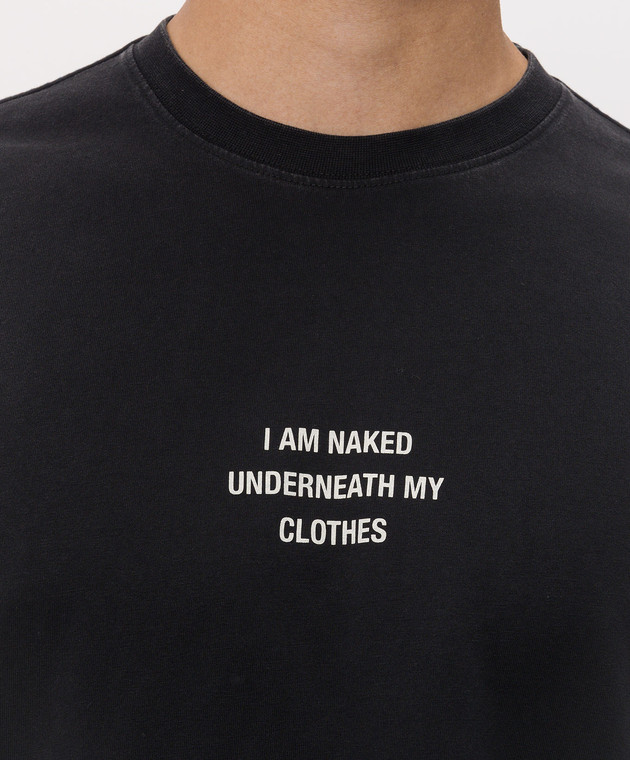 Vetements Чорна футболка з принтом напису MH27TR171Bm зображення 5