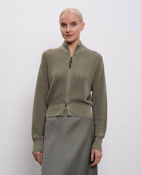 Brunello Cucinelli Зеленый кардиган с люрексом MST263336