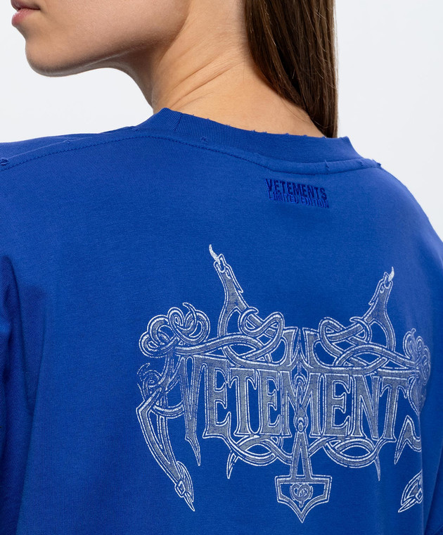 Vetements Синий лонгслив с принтом MH27LS200BL изображение 5