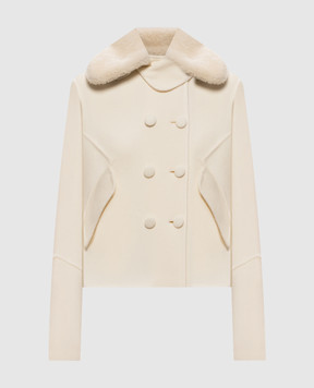 Ermanno Scervino Куртка цвета айвори из шерсти с мехом D496I311SHZBG