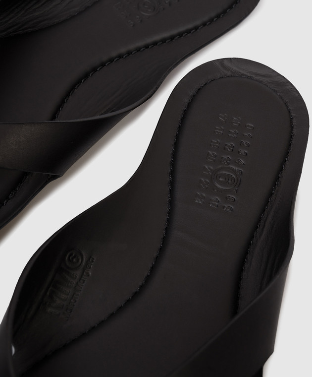 Maison Margiela MM6 Черные кожаные шлепанцы S66WP0119P7702 изображение 5