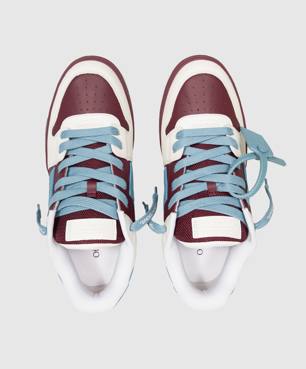 Off-White Детские бордовые кожаные кроссовки Out Of Office с патчем логотипа OF06017210 изображение 4