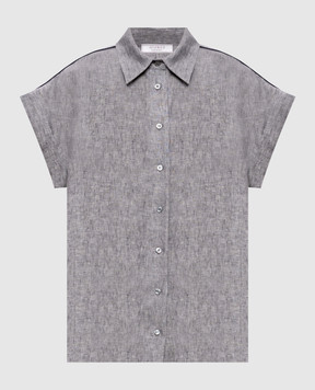 Peserico Сіра сорочка з льону з відворотами S0649802629