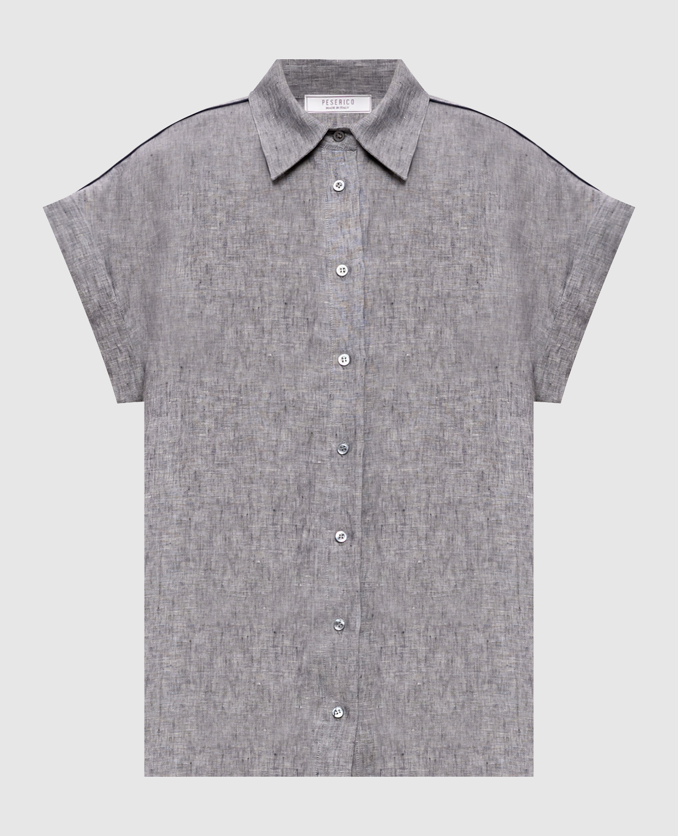 Серая рубашка из льна с отворотами