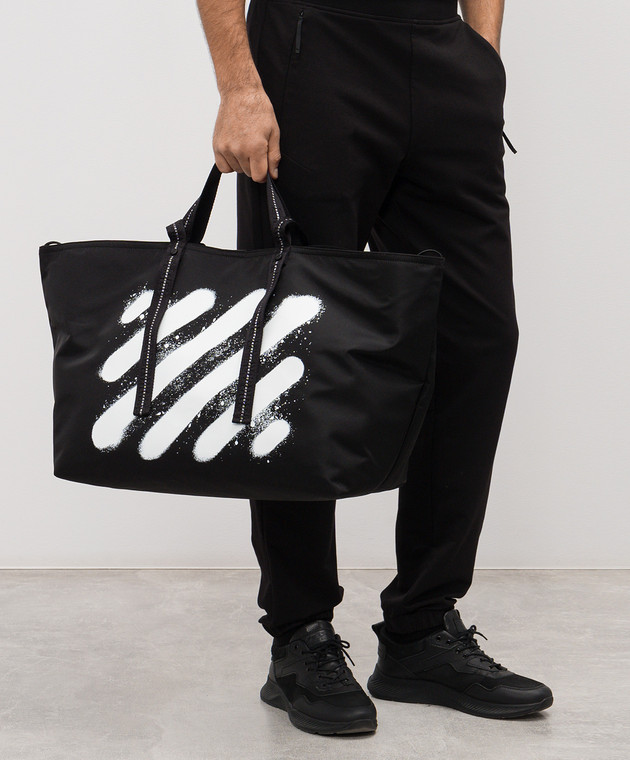 Off-White Чорна сумка Diag Spray з логотипом OMNA20JF25FAB001 зображення 2