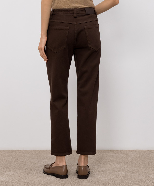 Brunello Cucinelli Коричневые джинсы с патчем логотипа MPH81P5847 изображение 4