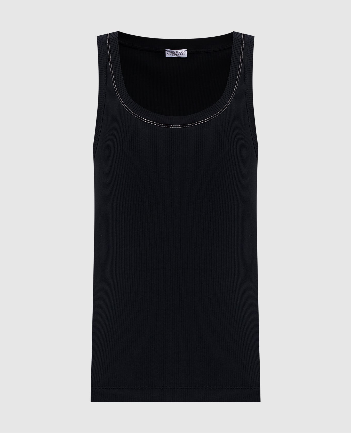 Черный топ в рубчике с цепочкой мониль