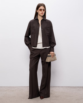 Brunello Cucinelli Коричневая рубашка с шерстью MPW07NB206