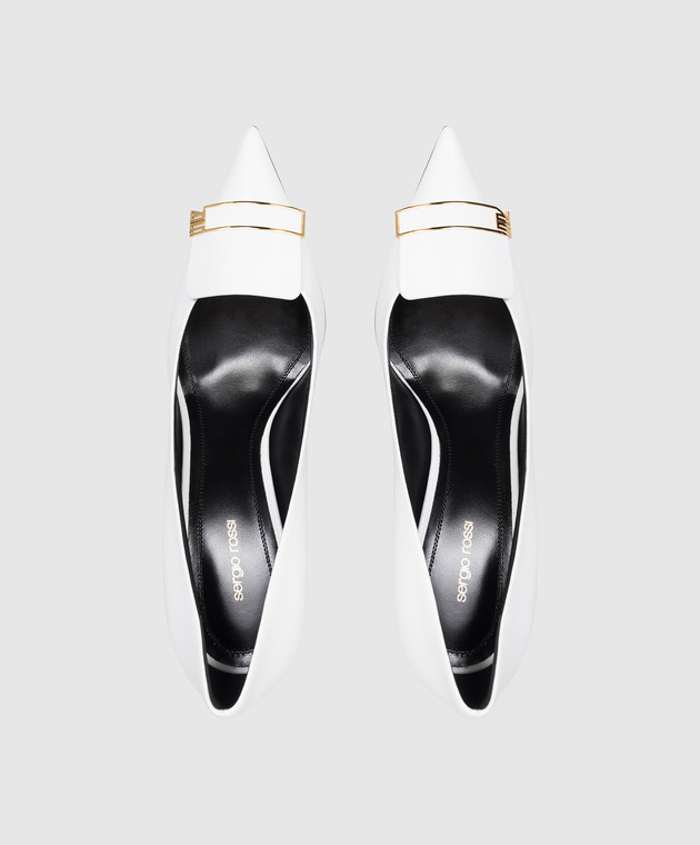 Sergio Rossi Белые кожаные туфли с монограммой B14490MMVN13 изображение 4