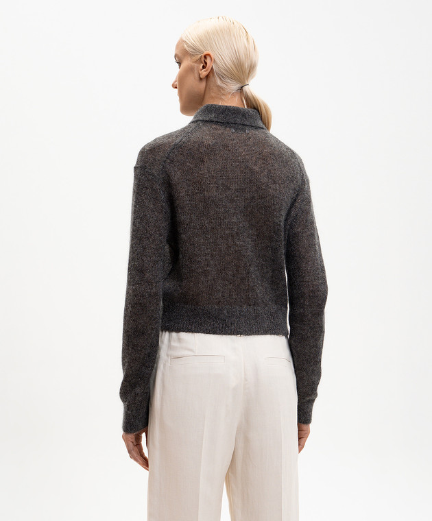 Brunello Cucinelli Сірий кардиган з вовною з люрексом MBG775516P зображення 4