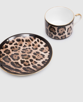Dolce&Gabbana Набор из фарфоровой чашки для чая с блюдцем в леопардовый принт TC0093TCA71