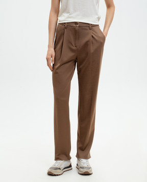 Marco Pescarolo Коричневые брюки Zeza с шелком ZEZAD53Y08