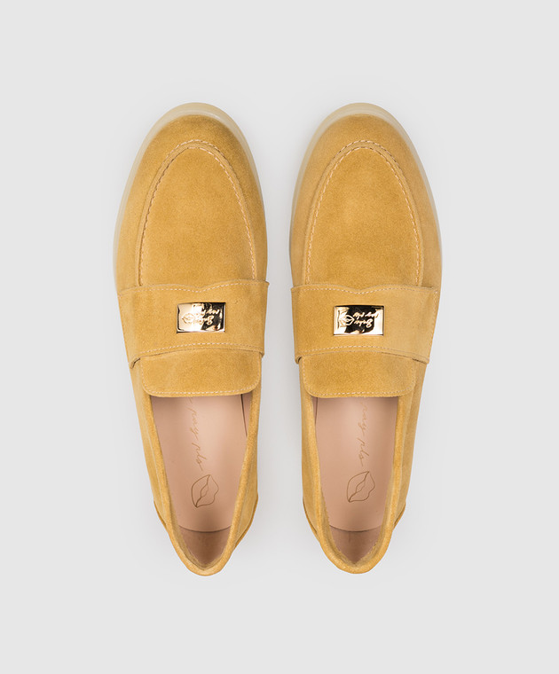 Babe Pay Pls Жовті замшеві лофери з гравіюванням логотипа 218108ZA зображення 4