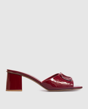 Valentino Бордовые кожаные лакированные мюли с эмблемой 8W2S0HA6TMK