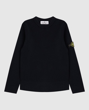 Stone Island Дитячий синій светр з вовни з логотипом K2S165100010S0C0268