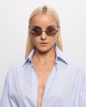 Saint Laurent Серебряные солнцезащитные очки 692 A003HZY9969