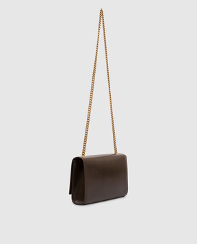 Saint Laurent Коричневая кожаная лакированная сумка KATE 851504AAGJA