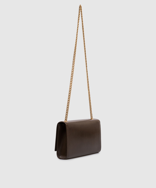 Saint Laurent Коричневая кожаная лакированная сумка KATE 851504AAGJA изображение 3