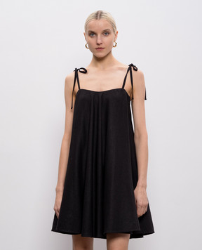 Twinset Черное платье мини с льном 261TF2101