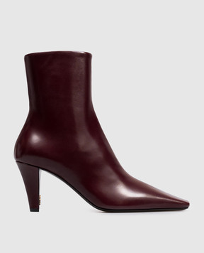 Saint Laurent Бордовые кожаные ботильоны JILL 806671AAEHW