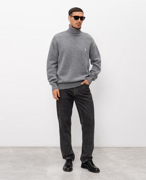 Sporty & Rich Серый свитер из шерсти с вышивкой монограммы WS08262302GY04