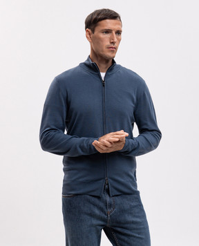 Canali Синий кардиган из шерсти MK01149C0022
