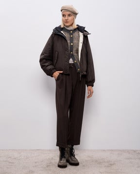 Brunello Cucinelli Коричневая пуховая куртка с цепочкой мониль MG5017835