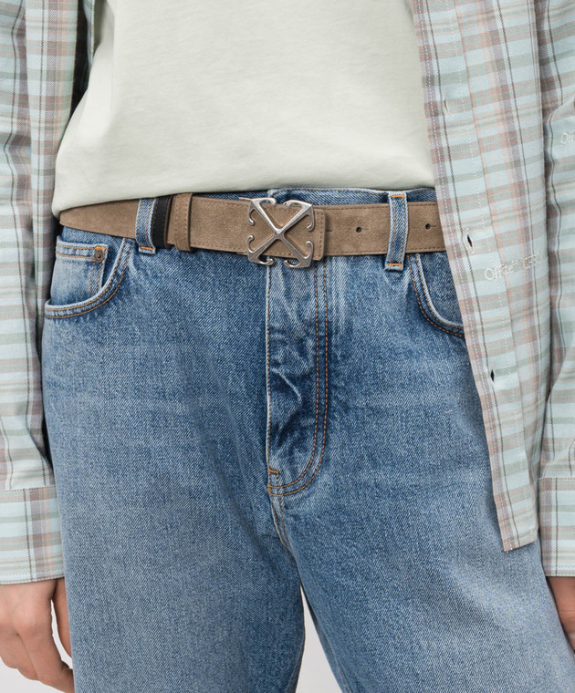 Off-White Двосторонній замшевий ремінь з емблемою Arrow OWRB13DS26LEA001 зображення 2