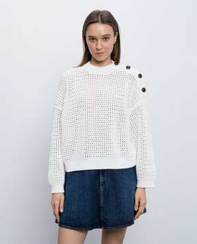 Brunello Cucinelli Белый ажурный джемпер M89302610