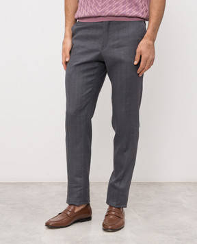 Stefano Ricci Сірі штани з вовни і льону M1T0220000LW001Q